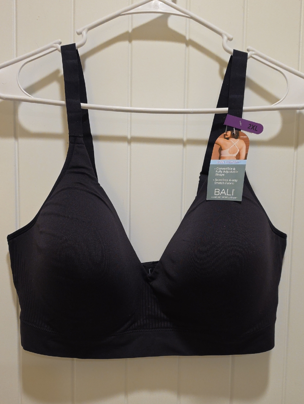 Bali Seamless Comfort Wirefree Black Bra Size 2XL